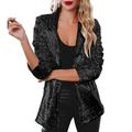 Wendunide 2024 Clearance Sales Coats for Women Women Sequins Blazer Sequin Shimmer Jacket Casual Long Sleeve Glitter Party Shiny Lapel Coat Rave Outerwear Womens Blazers Black M