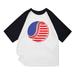 ZCFZJW Baseball Tshirt for Men Casual Summer Short Sleeve Patchwork Round Neck T-Shirts Regular Fit July 4th American Flag Print Holiday Gift Shirts White XL