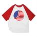 ZCFZJW Baseball Tshirt for Men Casual Summer Short Sleeve Patchwork Round Neck T-Shirts Regular Fit July 4th American Flag Print Holiday Gift Shirts Red M