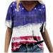 JURANMO 4th of July Shirt for Women Sports Running Jersey Baseball Tee Loose Comfy Graphic 3/4 Sleeve Shirt