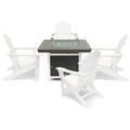 LuXeo Park City 42" Square Two-Tone Fire Pit Outdoor Table w/ 4 Hampton Chairs Plastic | Wayfair 42-WGG-1518W4