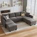 Black Sectional - HONBAY 112.6" Wide Velvet Reversible Modular Sofa & Chaise w/ Ottoman Velvet | 33.9 H x 112.6 W x 81.5 D in | Wayfair