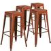 Homall 30" High Backless Distressed Antique Blue Metal Indoor-Outdoor Barstool Metal in Red | 30 H x 17 W x 17 D in | Wayfair 4-ET-BT3503-30-RD-GG