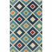2 X 3 Blue And Ivory Geometric Stain Resistant Indoor Outdoor Area Rug