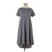 Lularoe Casual Dress - A-Line Crew Neck Short Sleeve: Gray Solid Dresses - Women's Size X-Small