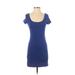 H&M Casual Dress - Bodycon Scoop Neck Short sleeves: Blue Print Dresses - Women's Size Small