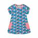 Odeerbi Toddler Girls Summer Dresses Cartoon Printing Dress Short Sleeve Round Neck Cotton Dress Blue