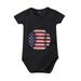 2DXuixsh 12 Months Baby Girl Clothes Toddler Kids 4Th Of July Letters Baseballs Prints Short Sleeve Independence Day Romper Jumpsuit Cloths Full Bodysuit for Toddler Girl Black Size 18M