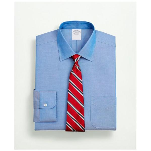 brooks-brothers-mens-stretch-supima-cotton-non-iron-pinpoint-oxford-ainsley-collar-dress-shirt-|-blue-|-size-17½-35/