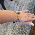 Kate Spade Jewelry | Kate Spade 12k Gp Blue Glass, Dangle Bead, Open Cuff Bracelet | Color: Blue/Gold | Size: Os