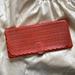 American Eagle Outfitters Bags | American Eagle Outfitters Laser-Cut Red/Brown Faux Leather Clutch Wallet | Color: Brown/Red | Size: Os