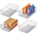 mDesign Fridge Storage Organiser — Kitchen Storage Box for Fridges, Freezers, Cupboards, and Surfaces — Freezer Compartment Drawer for Snacks and Produce — Pack of 4 — Clear