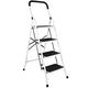 REDCAMP Folding Step Ladder, Heavy Duty Sturdy Step Ladder with Handrails, Wide Ladder Step Stool ，White (4-Step)