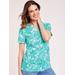 Blair Women's Essential Knit Short Sleeve Henley - Green - S - Misses