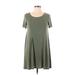 Silence and Noise Casual Dress - A-Line Scoop Neck Short sleeves: Green Print Dresses - Women's Size Medium