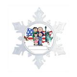 The Holiday Aisle® Personalized Friendly Folks Cartoon Snowflake Patriotic Couple One Girl | 5.5 H x 5.5 W x 0.25 D in | Wayfair