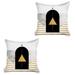 HomeRoots Set Of Two 18" X 18" White Black & Gold Abstract Zippered Handmade Throw Pillow Polyester/Polyfill blend | 18 H x 18 W x 3.2 D in | Wayfair