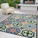 Blue Rectangle 4' x 6' Area Rug - Bungalow Rose Geometric Machine Tufted Indoor/Outdoor Area Rug in 70.87 x 47.24 x 0.28 in/green/orange | Wayfair