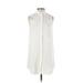 Valentino Casual Dress - Shift Collared Sleeveless: Ivory Color Block Dresses - Women's Size 9
