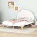 Modern Wooden Cute Platform Bed With Curved Headboard