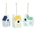 Set of 3 Yellow and White Hanging Bird Houses 9"