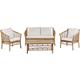 Beliani - Salon de Jardin 4 Places en Bambou Blanc Boho Banc 2 Fauteuils Table Basse Maggiore