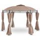 Pergola pavillon barnum tonnelle tente abri gazebo de jardin terrasse beige ronde diamètre 3,5 m