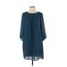 H&M Casual Dress - Shift Crew Neck 3/4 sleeves: Blue Print Dresses - Women's Size 4