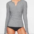 Athleta Swim | Athleta: Good Condition Pacifica Wrap Front Long Sleeve Top | Color: Gray | Size: Medium Petite