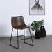 17 Stories 23" Short Stool Upholstered/Leather/Metal/Faux leather in Brown | 34.1 H x 19.88 W x 22.4 D in | Wayfair