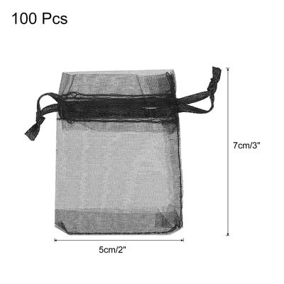 100pcs Organza Bags Drawstring Favor Pouches Sheer Mesh Bag for Gift