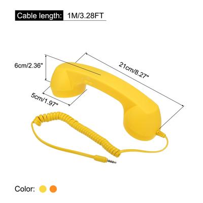 2 Pack 3.5mm Retro Telephone Handset Telephone Receiver Orange,Yellow - Black