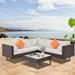 4-pieces Outdoor Wicker L-shape Sectional Sofa Set, Patio Conversation Sets