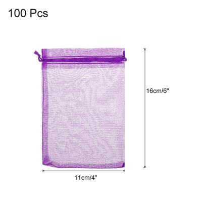 100pcs Organza Bags Drawstring Favor Pouches Sheer Mesh Bag for Party