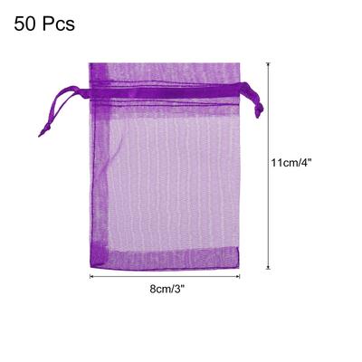 50pcs Organza Bags Drawstring Favor Pouches Sheer Mesh Bag for Gift