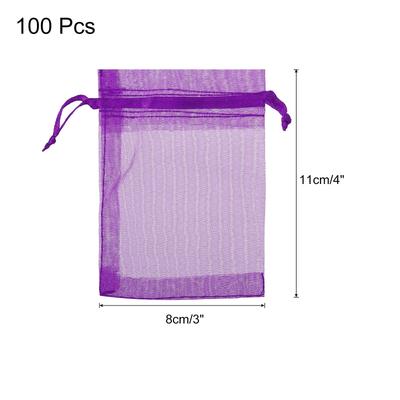 100pcs Organza Bags Drawstring Favor Pouches Sheer Mesh Bag for Party