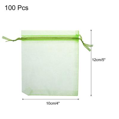 100pcs Organza Bags Drawstring Favor Pouches Sheer Mesh Bag for Gift