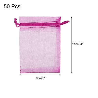 50pcs Organza Bags Drawstring Favor Pouches Sheer Mesh Bag for Gift