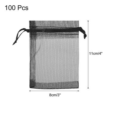 100pcs Organza Bags Drawstring Favor Pouches Sheer Mesh Bag for Party