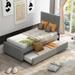 Wood Linen Upholstered Platform Bed with Headboard and Trundle, Twin Size