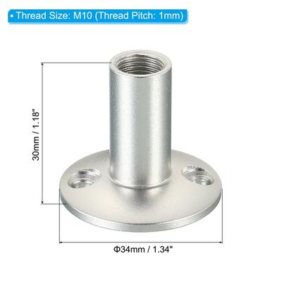 2Pcs M10 Female Thread Nut Microphone Flange Mount Screw Round Base