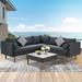 4-pieces Outdoor Wicker L-shape Sectional Sofa Set, Patio Conversation Sets