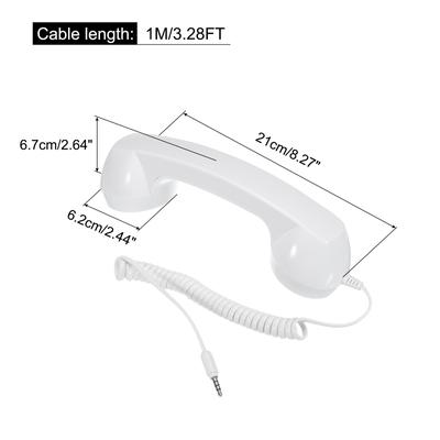 3.5mm Retro Telephone Handset Phone Telephone Receiver Smooth White