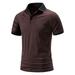 iOPQO polo shirts for men Mens Spring Summer Loose Plus Size Button Collar Shirt Striped Print Top Lapel Short Sleeve Top mens polo shirts Coffee + M