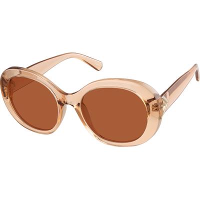 Zenni Women's Round Rx Sunglasses Brown Plastic Full Rim Frame
