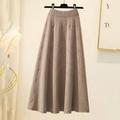 PIKADINGNIS Luvyever Elastic High Wiast Knitted Skirts Autumn Winter Solid Color A-Line Long Skirt Woman Casual Simple Hem Midi Skirts