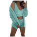 Women s Warm Fuzzy 3 Piece Outfits Soft Sherpa Hooded Cardigan Outwear Sleeveless Crop Tops Shorts Nightwear Set