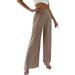 JDEFEG Pants for Women Casual Pants Women Womens Casual High Waisted Wide Leg Pants Button Up Straight Leg Trousers Tribal Women Women s Pants Polyester Spandex Khaki Xl