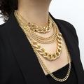Naierhg Punk Women Multi-layer Curb Chain Statement Necklace Rock Hip-hop Jewelry Gift