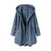 wendunide coats for women Women Plus Size Solid Color Long Sleeve Hooded Button Pocket Fleece Coat Womens Fleece Jackets Blue XL